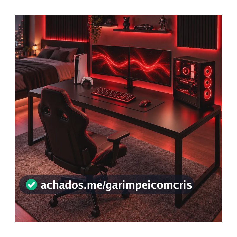 Mesa Gamer Industrial 150cm Com Estrutura Em Aço Para Pc Preto