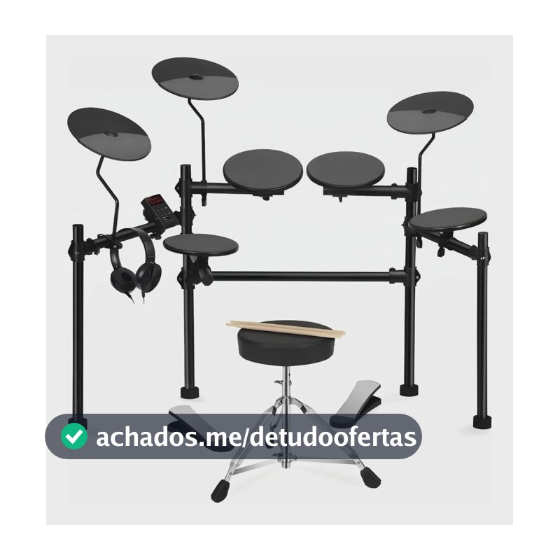 Bateria Eletrônica Profissional Vedo Mais 200 Sons Bfd Preto