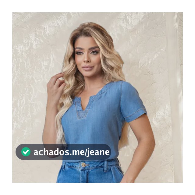 Blusa Feminina Jeans Liocel Manga Curta Decote V