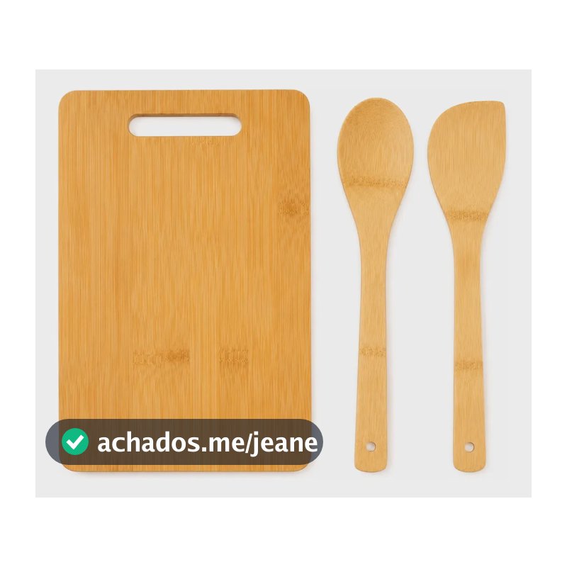 Kit Cozinha Bambu Tábua De Corte Colher E Espátula Tabua Bambu