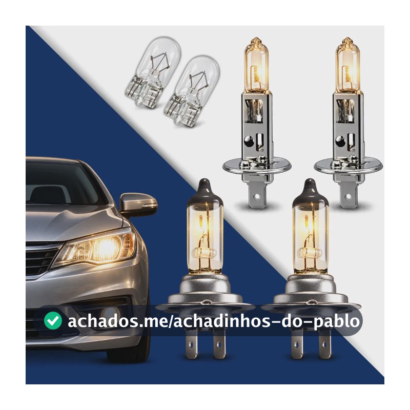 Kit 6 Lampada Farol Alto Baixo Lanterna Foco Duplo H1 H7 T10