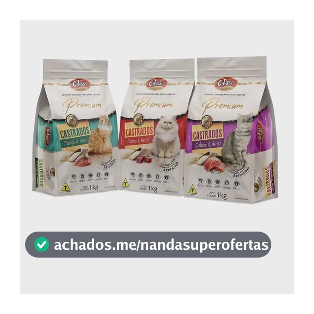 Kit 3 Ração Colosso Premium Gato Castrado Sabores Mix 1 Kg