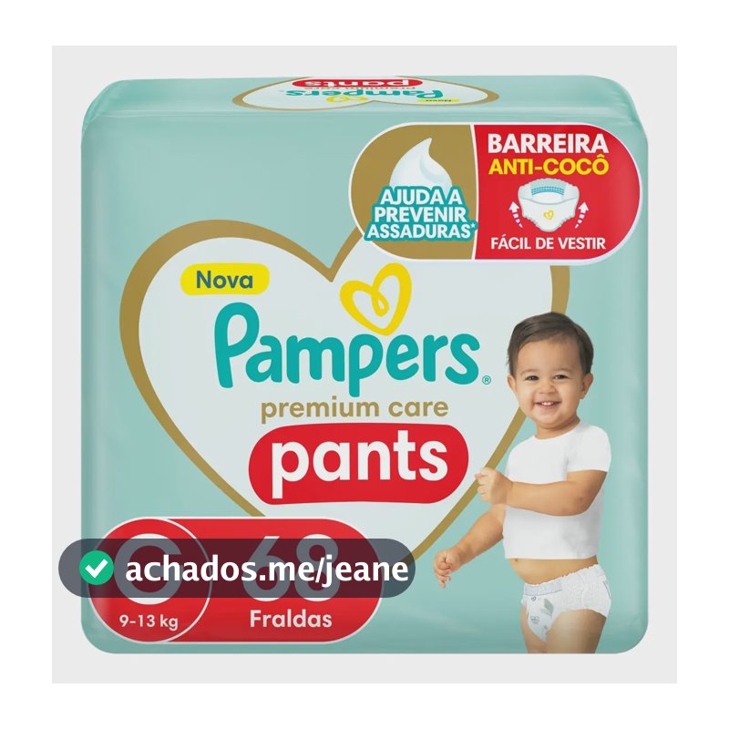 Fralda Pampers Premium Care Pants Tamanho G 68 Unidades