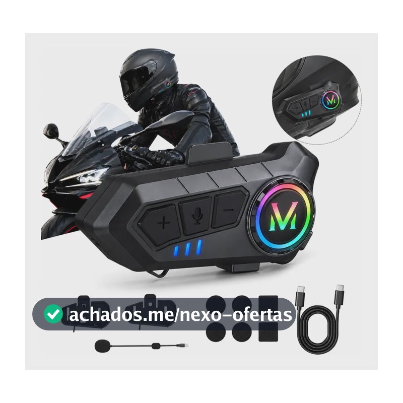 Intercomunicador Fone Capacete V6 Bluetooth Moto 1200m