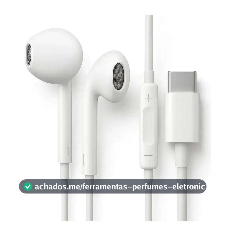 Fones De Ouvido Usb-c Tipo C Com Microfone Integrado Som Estéreo Alta Qualidade Controle De Chamadas Compatível Com iPhone 15 16 17 Android Samsung Xiaomi Motorola Conexão Direta Premium Eletric Teck