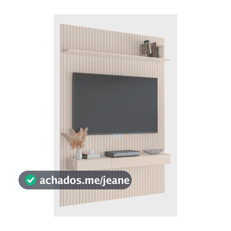 Painel Para Tv Até 55 Polegadas Ripado C/ Nicho Arbo Bege