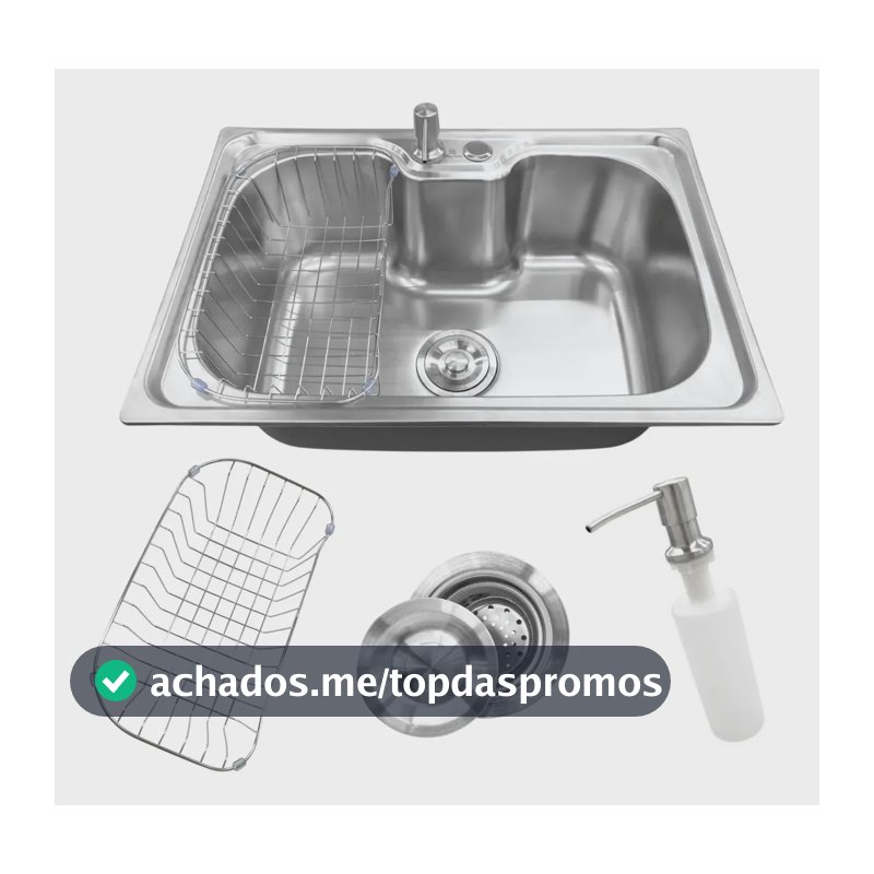 Cuba Gourmet Cozinha Aço Inox Escovado com Acessórios 60x42cm Stillus Home