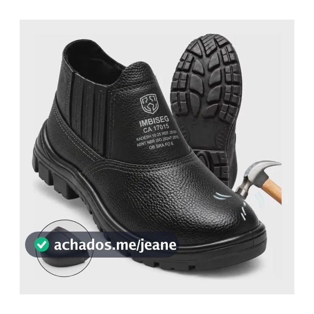 Bota Botina Segurança Trabalho Couro Resistente Epi Bico Pvc