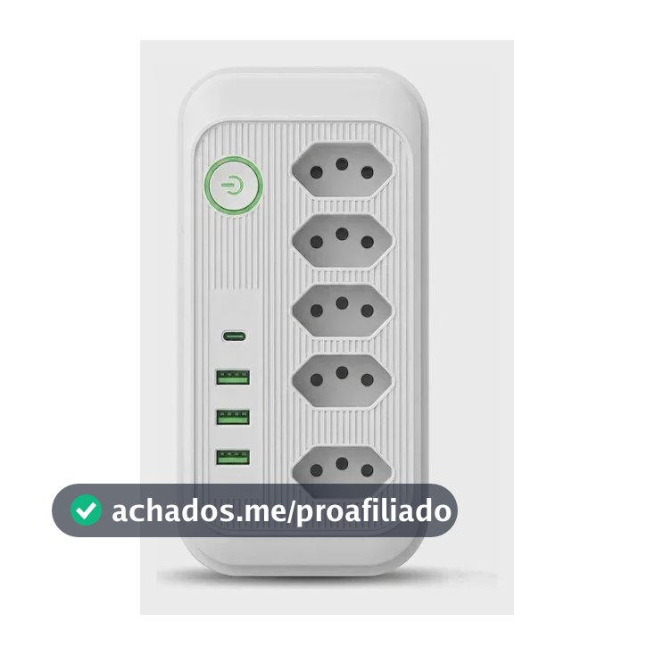 Extensão Elétrica Tomadas Usb Type-c Bivolt Filtro De Linha Branco Jxb95+3+1