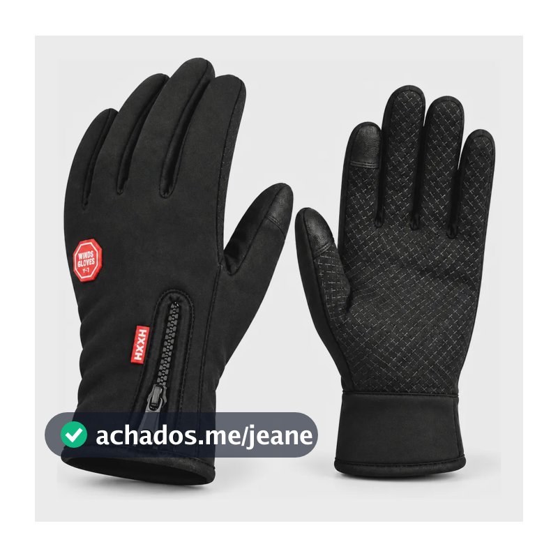 Par Luva Motoqueiro Térmica Frio Chuva Touch Antiderrapante  Preto Universal