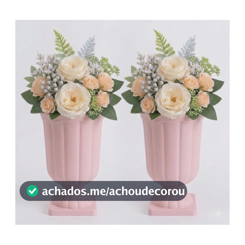 Vaso Romano Grego Taça Decorativa Para Festas E Flores 2un Vaso Grego Rosa Bebe Liso