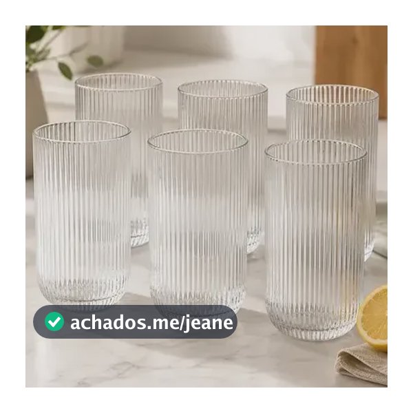 Jogo Copos Canelado Versalhes Clear Grande 450ml Com 6 Ou 12 Transparente