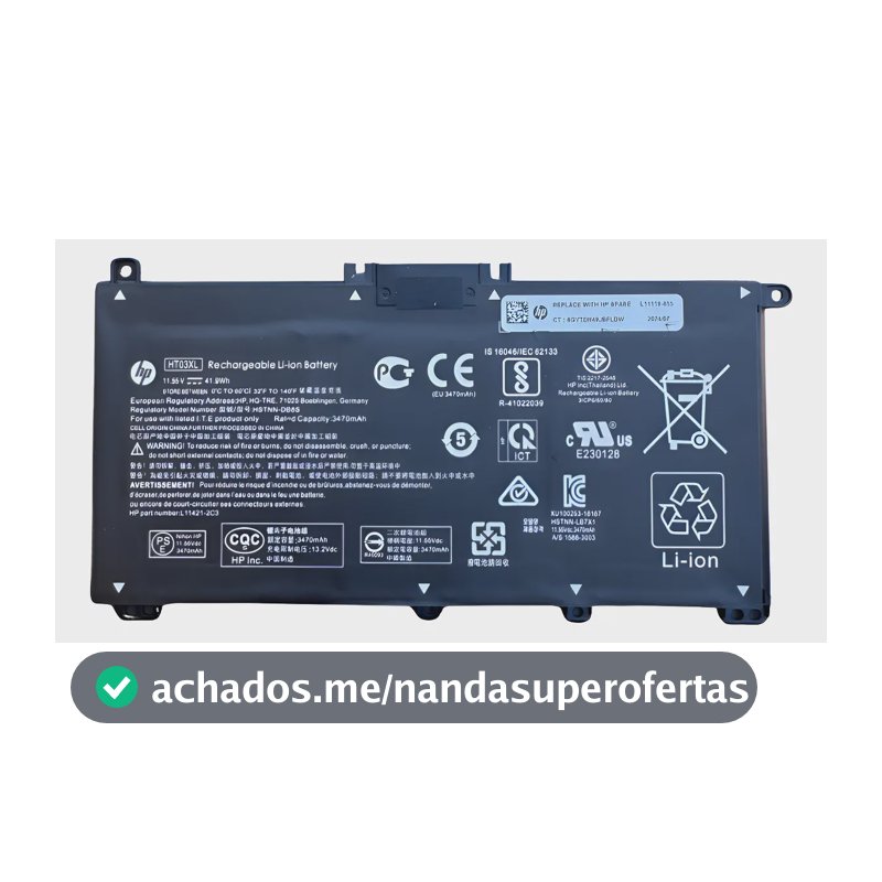 Bateria HP 14 series 15 series 15-cs HT03xl Cor preta