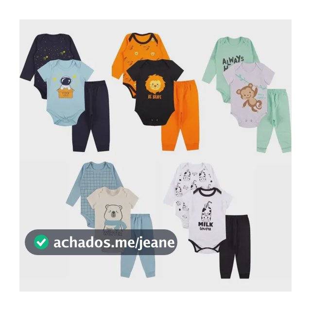 Kit Roupa De Bebe 9 Peças Body E Calça Algodão De Menino