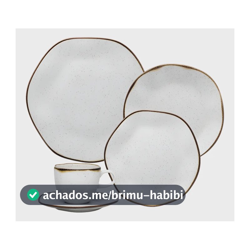 Aparelho de Jantar e Chá Ryo Maresia 20 Peças Off White e Marrom Oxford