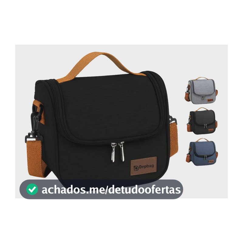 Lancheira Térmica Meimi Amores Marmita Fit Preta Zíper Nylon