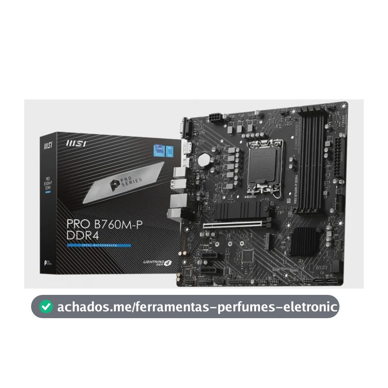 Placa-mãe Msi Pro B760m-p Lga1700 Ddr4 Micro Atx cor preta