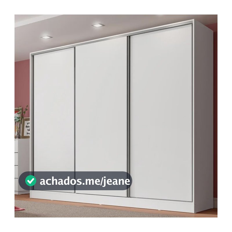 Guarda Roupa Casal 100% Mdf Madesa Royale 3 Portas Correr B Cor Branco 106309