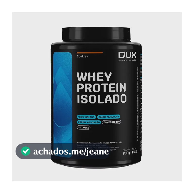 Whey Protein Isolado Dux Nutrition - Pote 900g Sabor Cookies