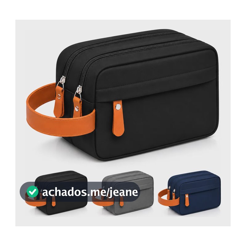 Necessaire Viagem Organizador Bolsa Impermeável Unissex Preto Liso