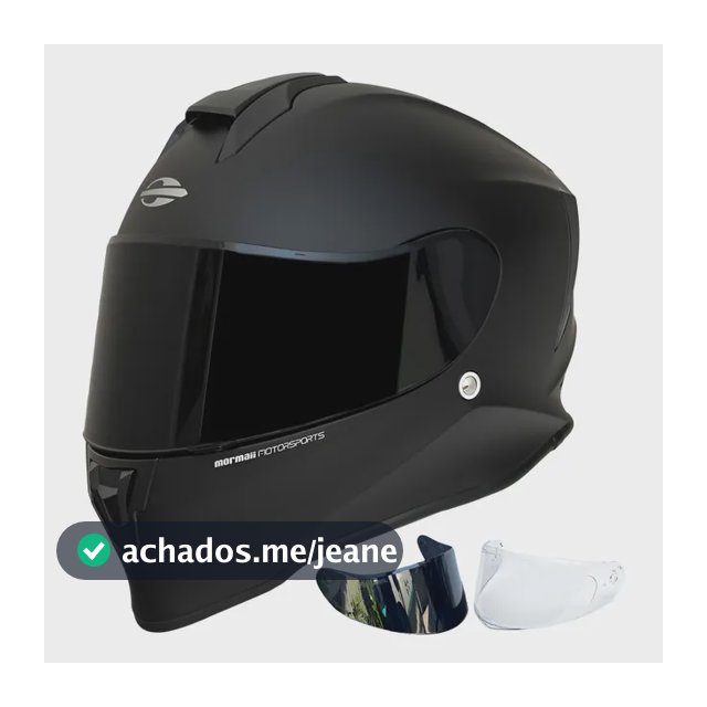 Capacete Mormaii M1 Origin Prt Fosco + Viseira Fumê