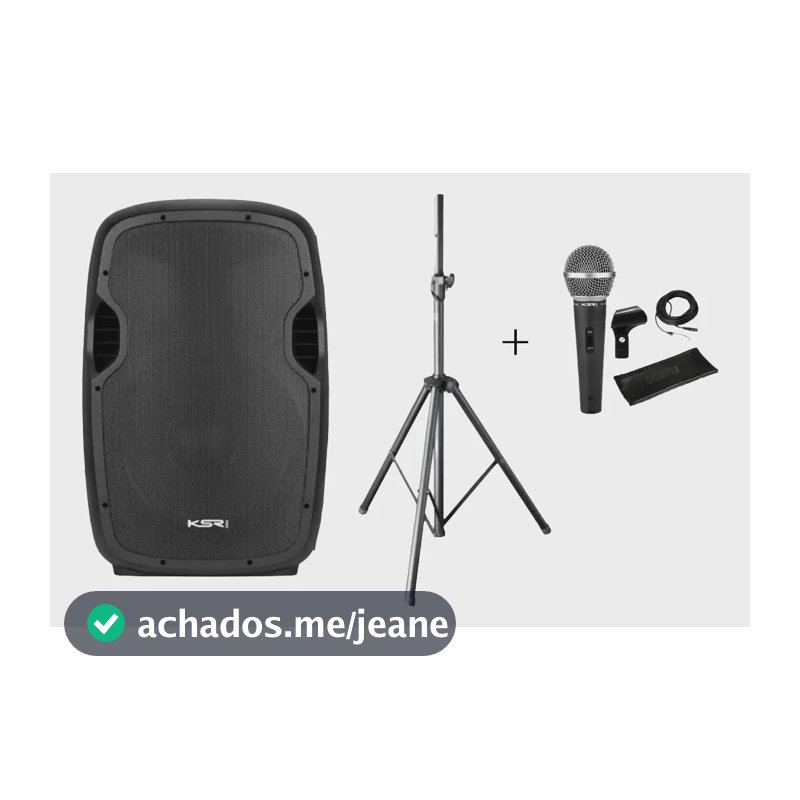 Caixa Ativa 12 Ksr K812 Usb Bluetooth 500w Tripe + Microfone Preto 127/220v
