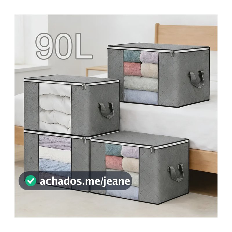 Kit 4un Saco Organizador Edredon Cobertor Multiuso Dobrável Cinza