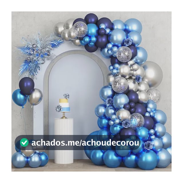 Balões Prateados Azuis Metálicos Holicolor 87, Aniversário D Metallic Blue Silver