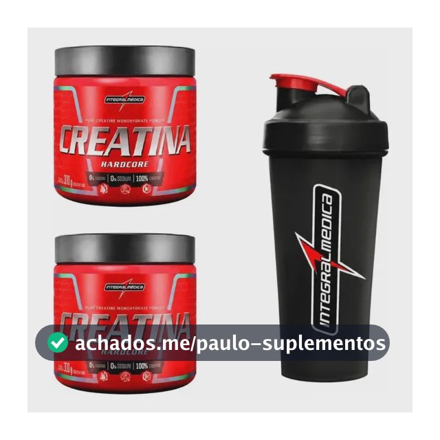 Kit 2 Creatina Integralmedica 300g + Coqueteleira 600ml Neutro