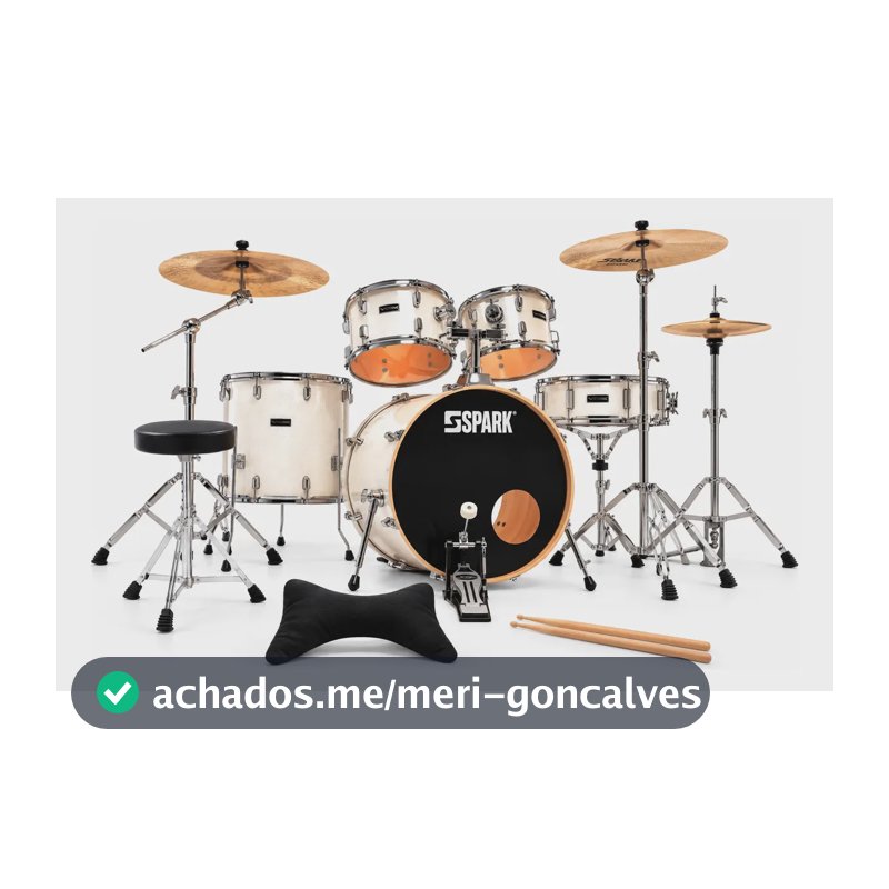 Bateria Vox Profissional Spark Musical Branco Sparkle Perolado