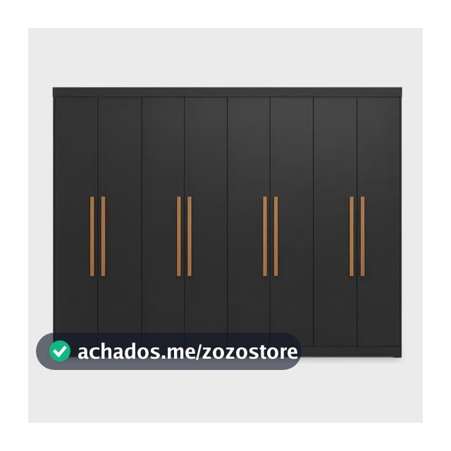 Guarda Roupa Casal 8 Portas Preto Espresso Móveis 4 Gavetas MDF 200x237x47cm
