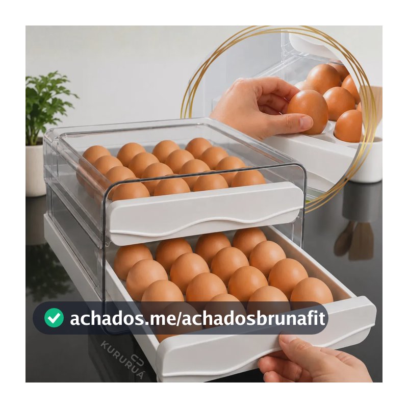 Porta Ovos Organizador Acrilico Geladeira Gaveteiro Suporte Duplo Capacidade De 32 Ovos Marca Kururuá