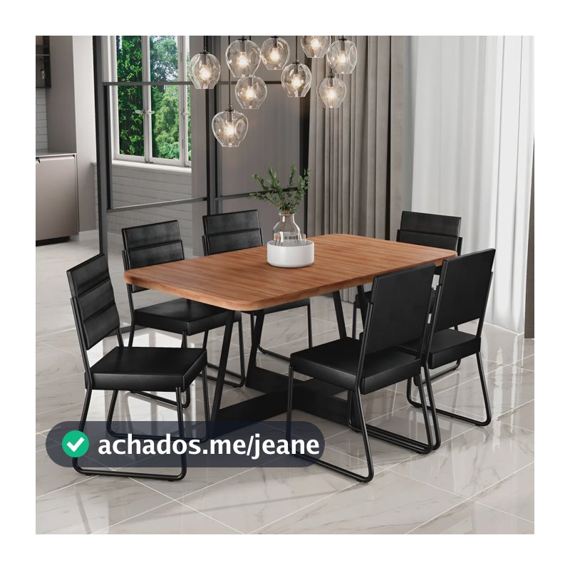 Conjunto Sala De Jantar 6 Cadeiras Charlotte Carraro Preto