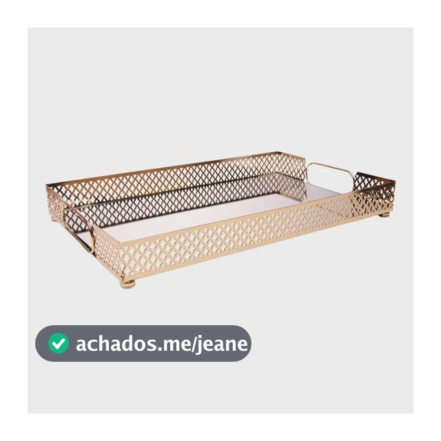 Bandeja Com Espelho Marbella 38x24x5cm Dourada Metal Wolff