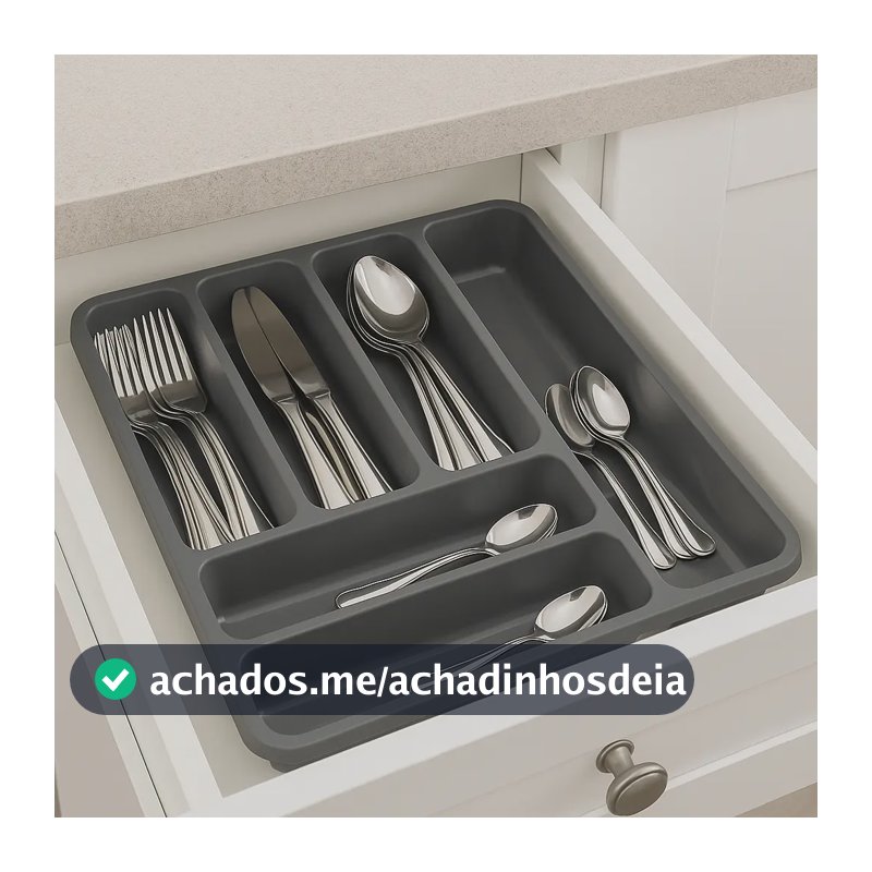 Porta Talheres De Gaveta Com Divisórias Organizador Cozinha Preto