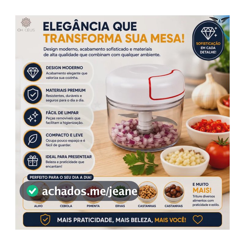 Mini Processador Triturador Manual De Alimentos 2 Laminas 170ml Portátil Para Alho Cebola Frutas Legumes Mini Moedor A Aletronix ÓH CÉUS Cor Sortida
