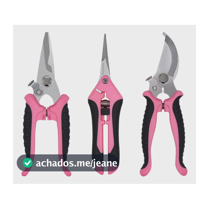 Kit 3 Tesouras Alicate Jardinagem Inox Galhos Folhas Plantas Kit 3
