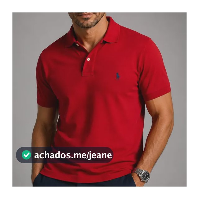 Camisa Polo Ralph Lauren Vermelha Masculina  Algodão Piquet
