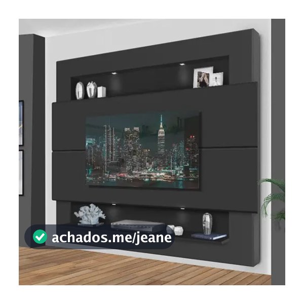 Painel Home Com Led Tv Até 75 Polegadas Milão Preto Luapa