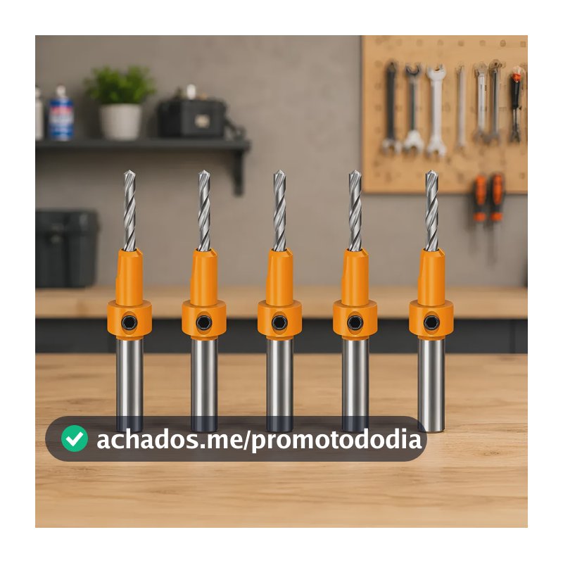 Kit 5 Brocas Rebaixo De Parafuso Em Madeira Limitador