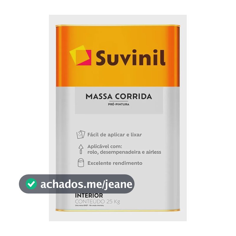 Kit Massa Corrida Suvinil + Lixa Parede Brinde