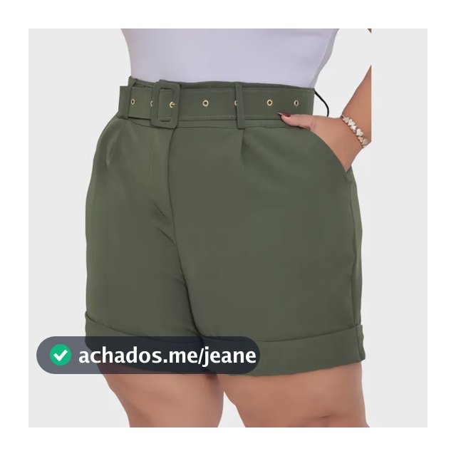 Short Alfaiataria Plus Size Feminino Com Cinto Social