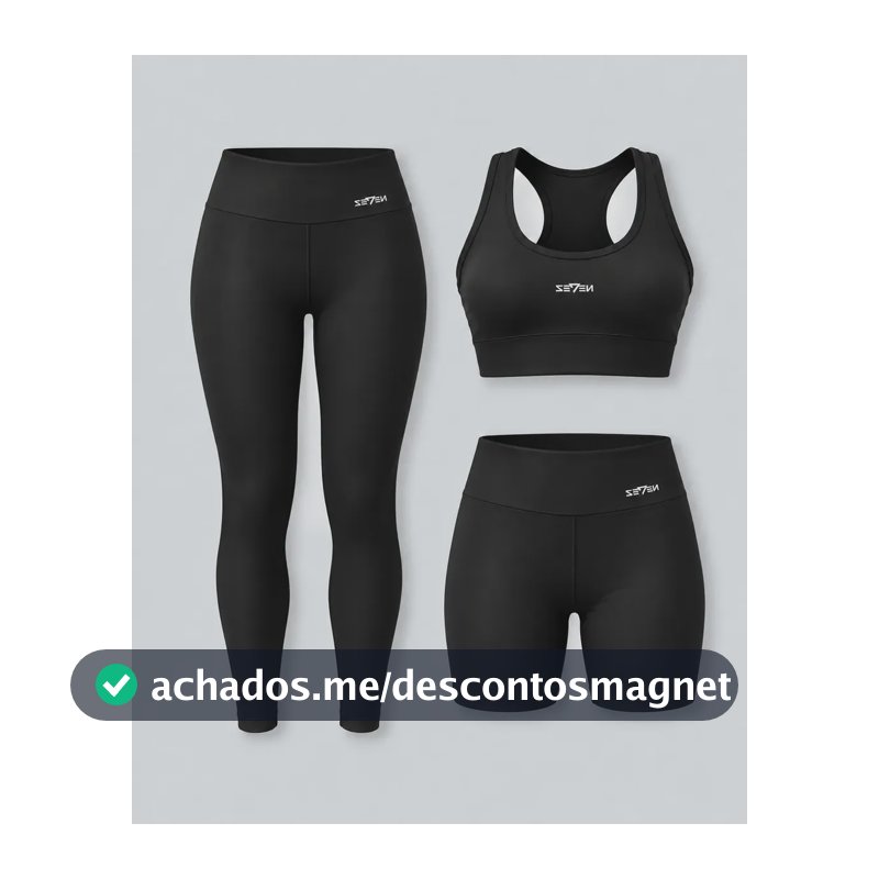 Kit Conjunto Feminino Fitness Top Nadador + Legging + Short Preto Gg