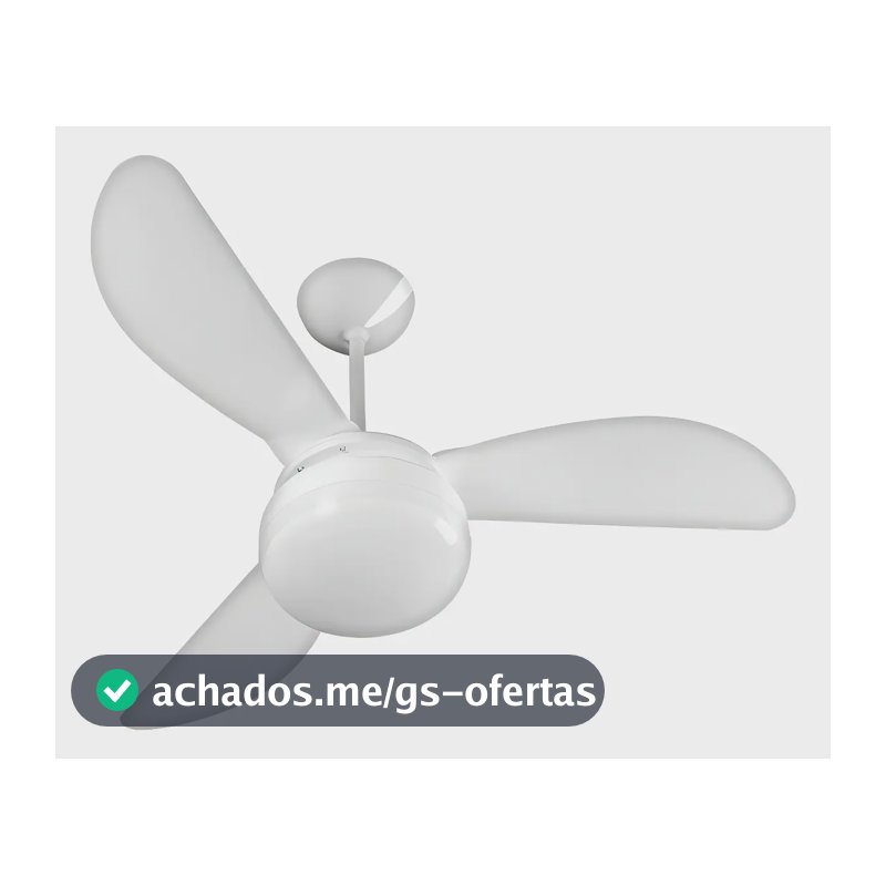 Ventilador De Teto Ventisol Fênix E-27 Branco 130w Com 3 Pás De Plástico, 960 mm De Diâmetro