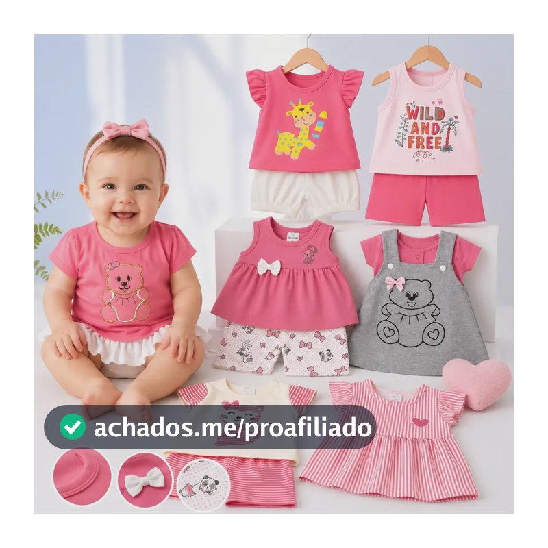 Kit 6 Peças Conjunto Bebê Menina Divertidas Inverno Algodão Sortida M (3-6 Meses)