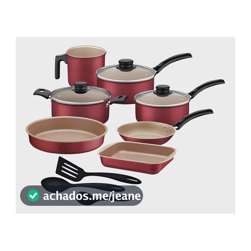 Jogo De Panelas Tramontina 10 Peças Antiaderente Cor Vermelho