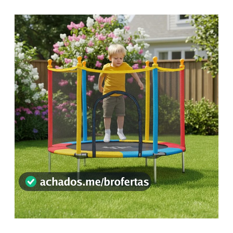 Cama Elástica Trampolim JustFun de 1,40 m para Crianças Colorida JustFun Brinquedos
