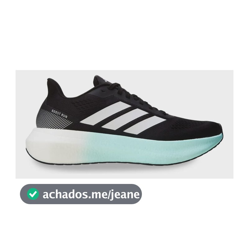 Tênis Esportivo Feminino Boost Run adidas Preto / Verde Água Liso 38 Br