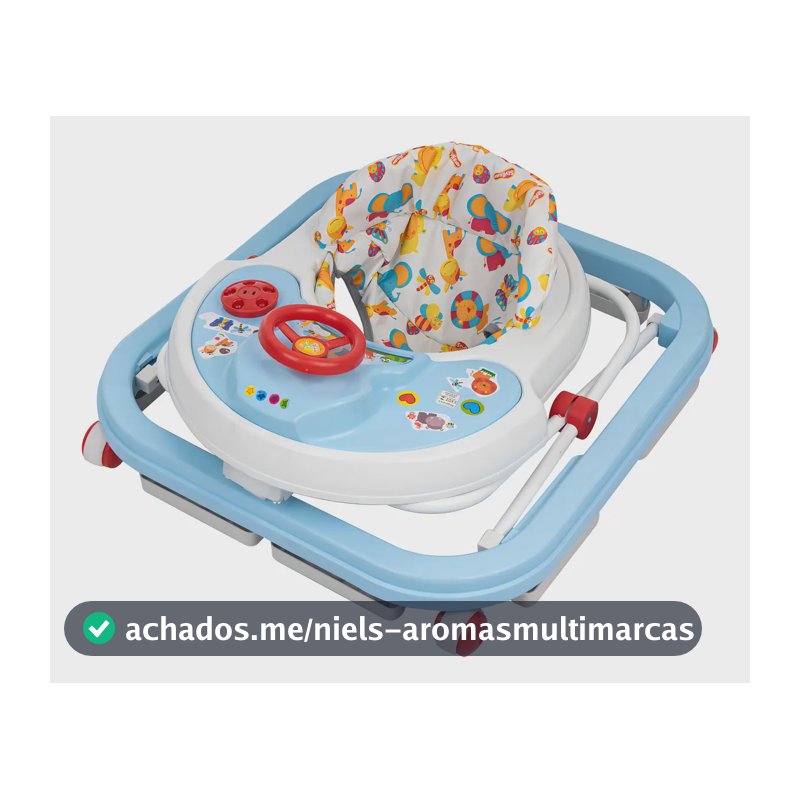Andador Musical Infantil Angel Baby Azul Bebê 6-12 Meses 4 Rodas Ajustável