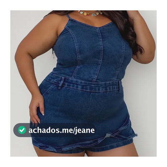 Macaquinho Jeans Short Saia E Alça Plus Size Com Lycra